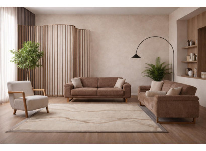 Designer Wohnzimmer Couchgarnitur 2x Polstersofas Edler Sessel 2tlg