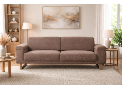 Schickes Braunes 3-Sitzer Sofa Polstercouchen Wohnzimmer Sitzmöbel