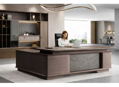Moderner Eckschreibtisch mit Büroschrank Set Elegante Büroeinrichtung