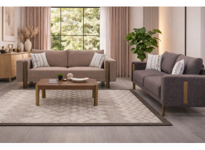Grau-Beige Couchgarnitur Stilvolle Polstersofas Edler Couchtisch