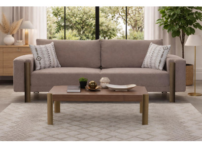Schicke Wohnzimmer Garnitur 3-Sitzer Rechteckiger Couchtisch 2tlg