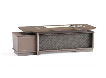 Luxuriöser Schreibtisch Holz Braun mit Viel Stauraum Stilvollem Design