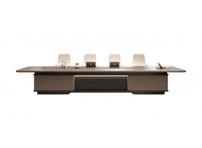 Konferenztisch mit Stauraum Holz Braun Moderne Bürotisch Designer Büromöbel