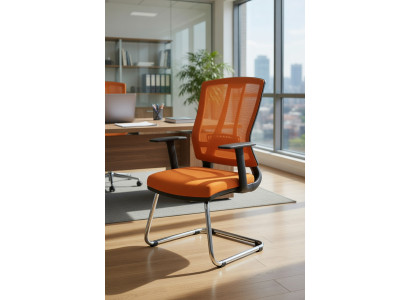 Bequemer Bürostuhl für Büro und Konferenzräume in Orange