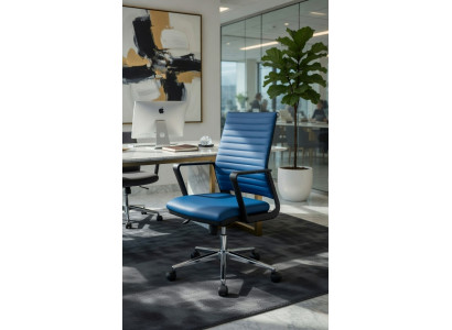 Bürostuhl Blau mit verstellbaren Armlehnen ergonomisch modern