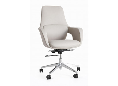 Ergonomischer Chefsessel mit verstellbarer Höhe und hellbeigem Leder