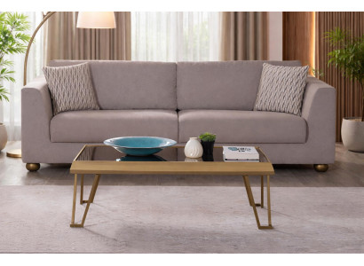 Exklusive Wohnzimmergarnitur Textilsofa Elegantes Couchtisch 2tlg