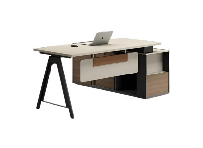 Eckschreibtisch Holz Braun mit Offenen Regalen und Stauraum Design Büromöbel