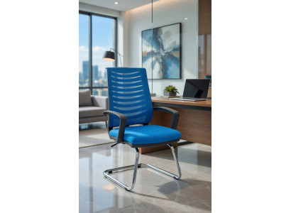 Bürostuhl mit Mesh-Rückenlehne und komfortabler Sitzfläche in Blau