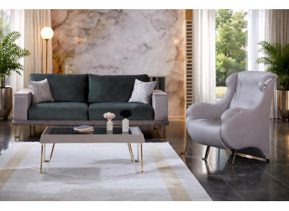 Elegantes Sofaset Polstersofa 3-Sitzer Edler Couchtisch Sessel 3tlg