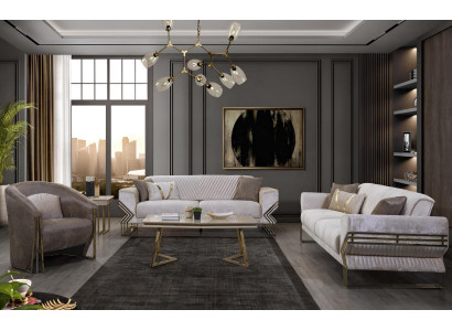 Designer Sofagarnitur 2x Polstercouchen Edler Sessel Luxus Couchtisch