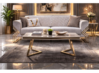 Komfortabler 3-Sitzer Luxuriöser Couchtisch Modernes Wohnzimmer Set