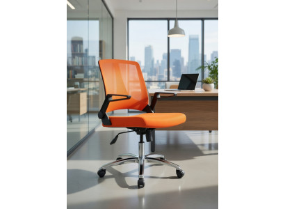 Bürostuhl in Orange mit gepolsterter Sitzfläche und verstellbarem Design