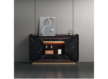 Braun-Schwarzes Sideboard Luxuriöse Anrichte Robuste Holzmöbel