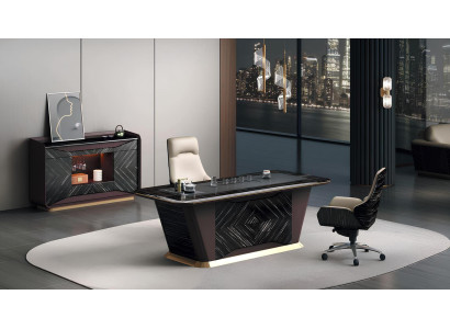 Schwarze Büroeinrichtung Luxuriöser Schreibtisch Designer Sideboard