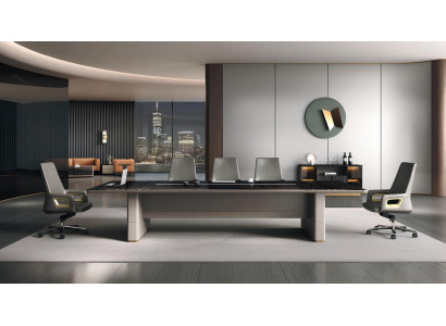Stilvolles Büro-Set Großer Konferenztisch Edles Sideboard 2tlg