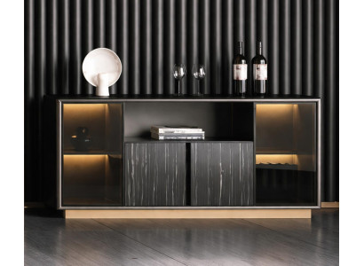 Schickes Schwarzes Sideboard Luxuriöse Ablagemöbel Edle Holzmöbel