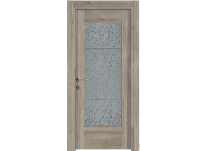 Design-Zimmertür in Hellbraun moderne MDF-Tür mit Glas komplette Tür