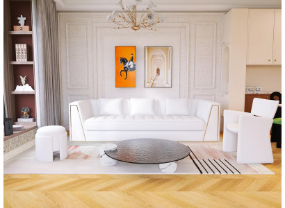 Moderne Wohnzimmermöbel Sofa Set 3+1 Sitzer Luxuriöses Runder Couchtisch
