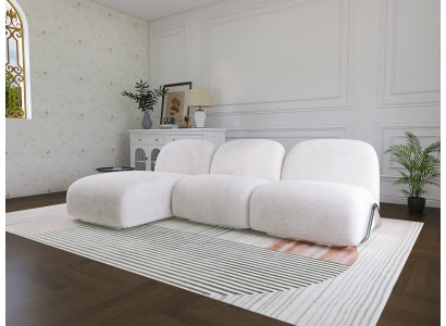 Weiße Ecksofa L-Form mit Holzgestell Moderne Design Wohnzimmermöbel