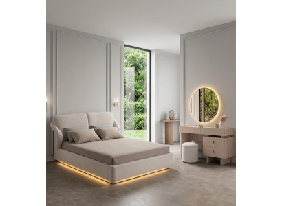 Modernes Schlafzimmer-Set Bett stilvolle Kommode runder Hocker 3-tlg
