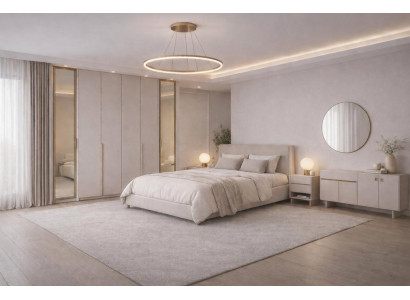 Luxuriöses Schlafzimmer-Set stilvoller Kleiderschrank Konsole runder Spiegel