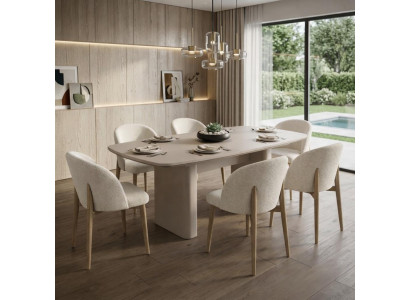 Modernes weißes Esszimmer-Set rechteckiger Esstisch  Stühle Esszimmermöbel