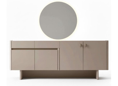 Moderne beige Konsole mit rundem Spiegel Möbel für das Schlafzimmer