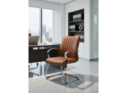 Stilvoller Bürosessel Braun mit Kunstleder und ergonomischem Design