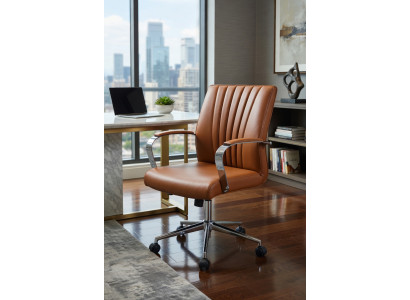 Bequemer Bürosessel Braun mit Kunstleder und verstellbarem Design