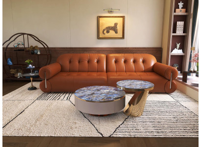 Elegantes 4-Sitzer Sofa mit modernen Couchtischen Stilvolles Wohnzimmer Set