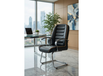 Ergonomischer Bürosessel Schwarz mit hochwertigem Kunstleder