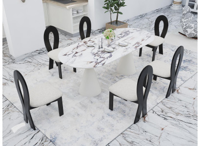 Luxuriöses Essgruppe Esstisch mit 6x Stühle Elegante Design Möbel