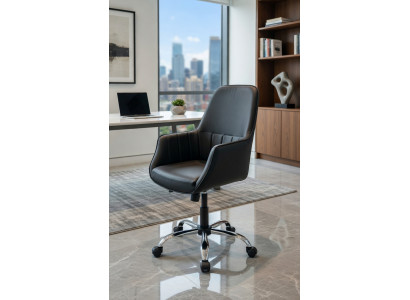 Bürosessel Schwarz mit ergonomischer Form und stabiler Basis