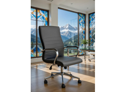 Bürosessel Schwarz mit ergonomischer Rückenlehne und Polsterung