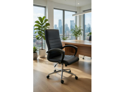 Ergonomischer Bürosessel Schwarz mit Kunstlederbezug