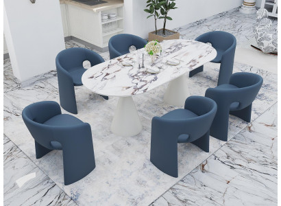 Eleganter Esszimmer Set Esstisch mit 6x modernen Stühlen Design Möbel