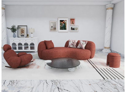 Wohnzimmer Eleganter Sofa Set 3+1 Sitzer Design Couchtisch Polster Hocker