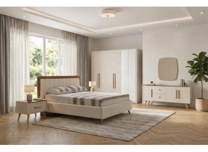 Luxuriöses Schlafzimmer Set: Bett Schrank und stilvolle Nachttische