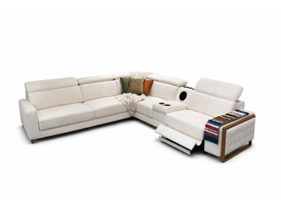 Elegantes U-förmiges Ecksofa in Weiß mit verstellbaren Funktionen