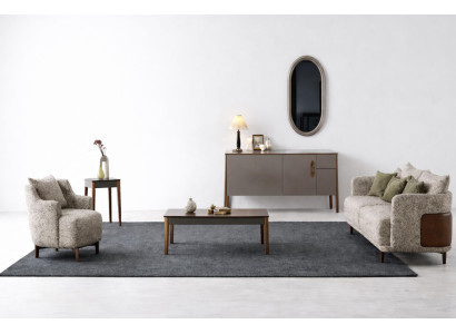 Elegantes Wohnzimmer Set mit Sofa und Sessel in moderner Form