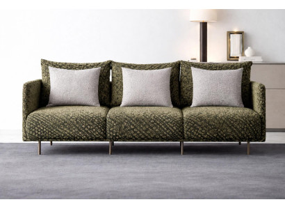 Elegantes Designer Sofa in Grün mit Strukturmuster und Metallfüßen