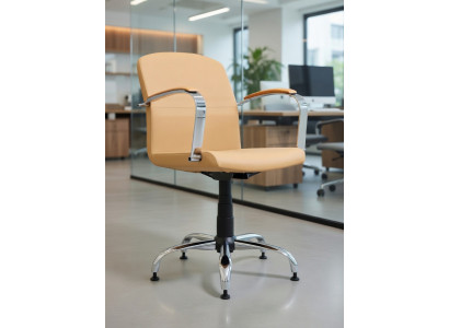 Komfortabler Bürosessel Beige mit stabilem Metallrahmen