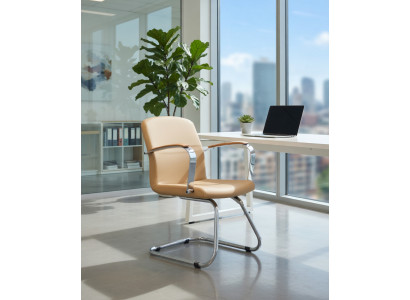 Ergonomischer Bürosessel Beige mit stabilem Metallgestell