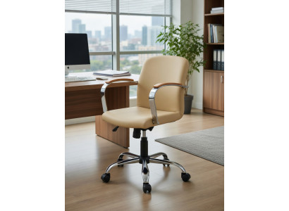 Bürosessel Beige mit verstellbarer Sitzhöhe und Armlehnen