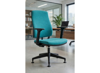 Bürosessel Türkis mit stabilem Kunststoffgestell und ergonomischem Design