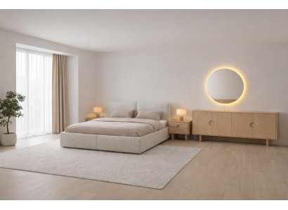 Luxuriöses Schlafzimmer-Set weiches Bett  Holz-Nachttische  Konsole Spiegel