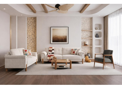 Elegantes Wohnzimmer-Set mit zwei 3-Sitzer Sofas und Sessel Modern