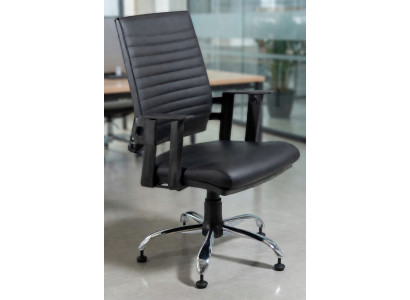 Ergonomischer Bürosessel Schwarz mit Kunstlederbezug