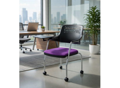 Bürosessel Lila mit praktischer Tischablage und ergonomischem Design